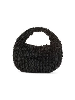 Black Beaded Handle Bag
